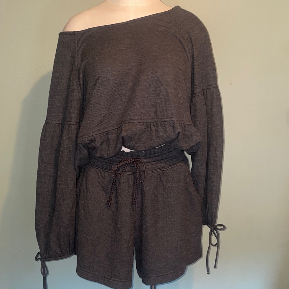 Dark grey Off-Shoulder Lounge Set